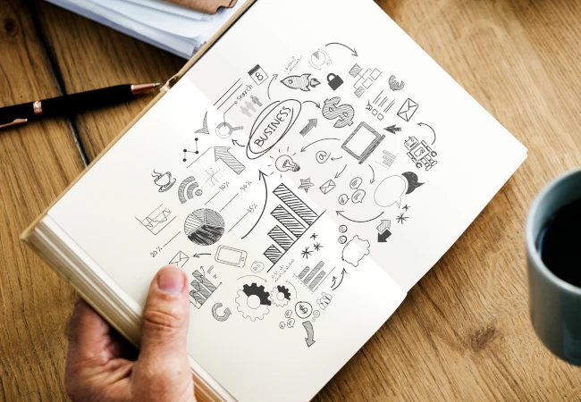 Cahier de notes pour le contenu d'un site web.